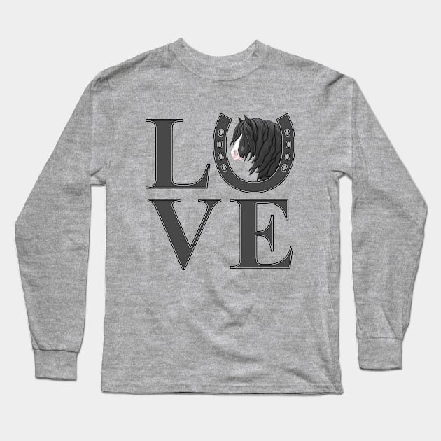 Black and White Gypsy Vanner Draft Horse LOVE Long Sleeve T-Shirt by csforest